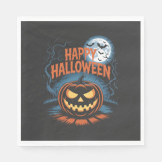 Skrämmande Jack O Lykta Halloween Pappersservett