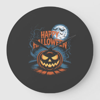 Skrämmande Jack O Lykta Halloween Stor Klocka