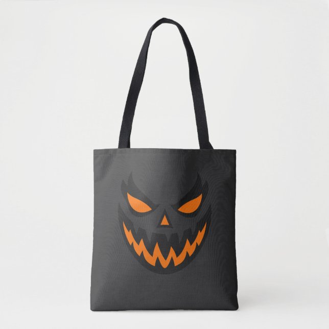 Skrämmande Jack O'Lantern-ansikte Halloween-design Tygkasse (Framsida)