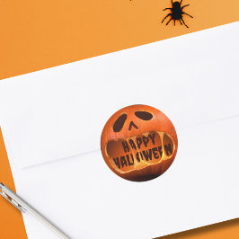 Skrämmande Jack o'lantern pumpa Halloween Runt Klistermärke