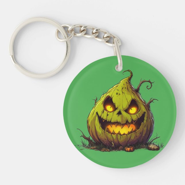 Skrämmande Jack O'Lantern-pumpa med lysande ögon (Framsidan)