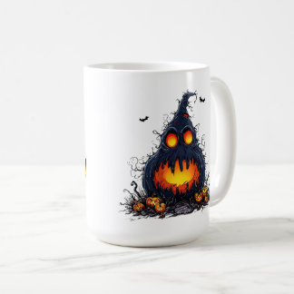Skrämmande Jack O'Lantern-pumpa med lysande ögon Kaffemugg
