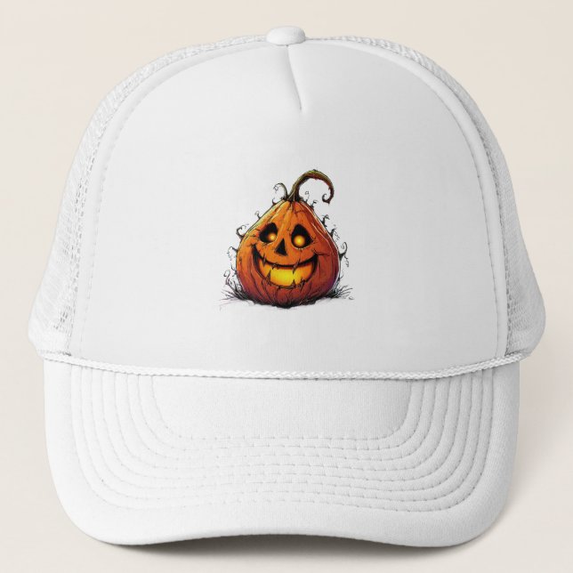 Skrämmande Jack O'Lantern-pumpa med lysande ögon Keps (Framsida)