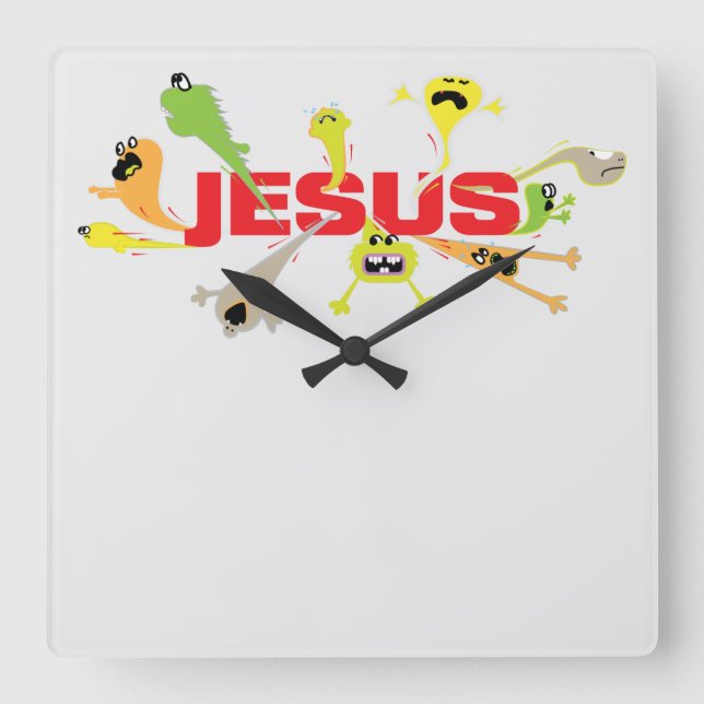 Skrämmande Jesus Fyrkantig Klocka (Framsida)