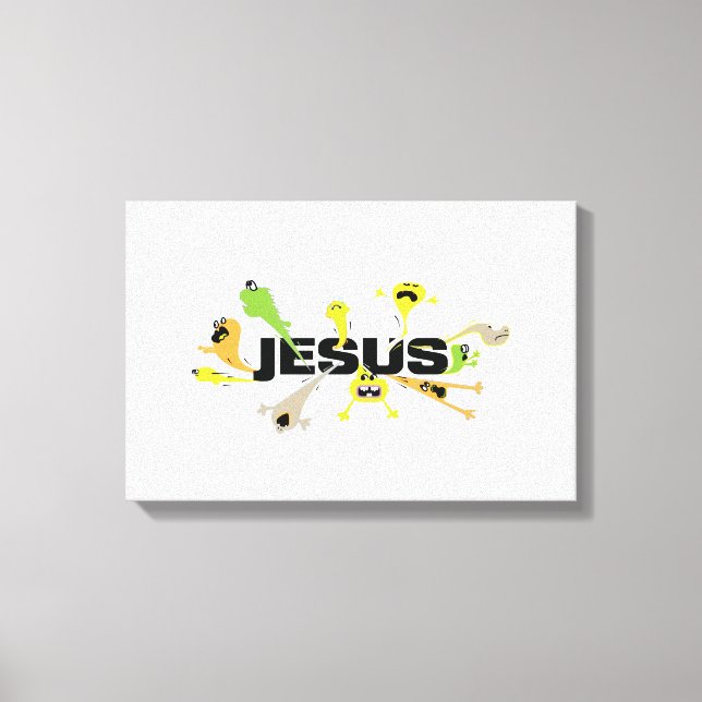Skrämmande Jesus (svart) Canvastryck (Framsida)