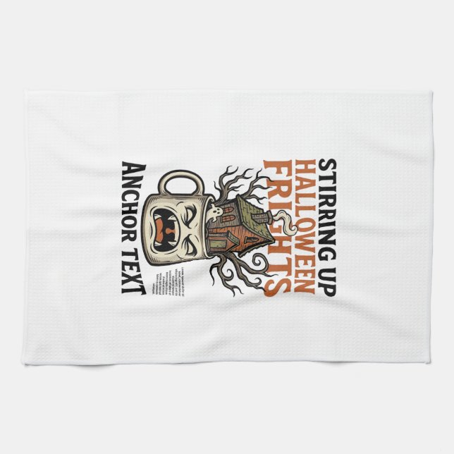 Skrämmande kaffe Halloween spökmugg grafisk t-shir Kökshandduk (Horisontell)