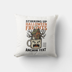 Skrämmande kaffe Halloween spökmugg grafisk t-shir Kudde
