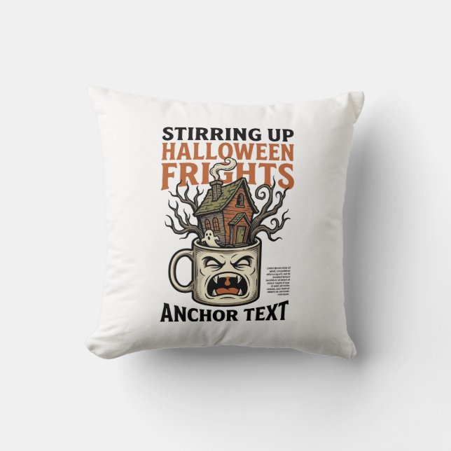 Skrämmande kaffe Halloween spökmugg grafisk t-shir Kudde (Framsida)