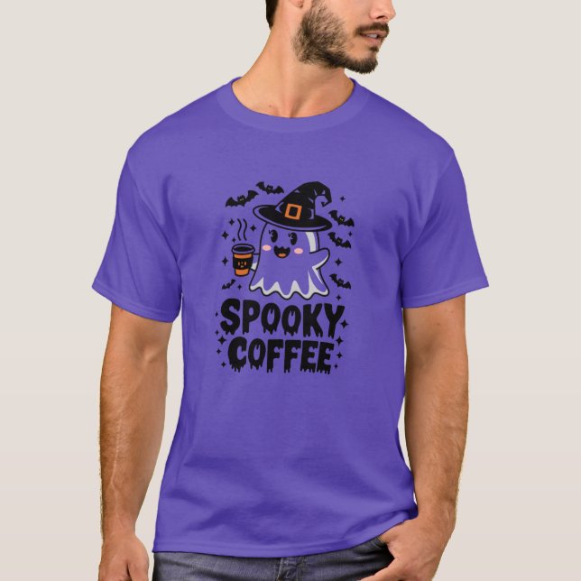 Skrämmande kaffe retro t shirt (Framsida)