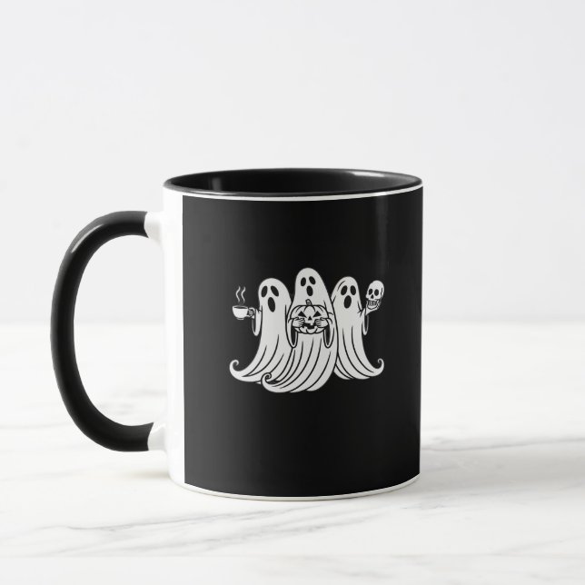 Skrämmande kaffedrickande pumpahållande mugg (Vänster)