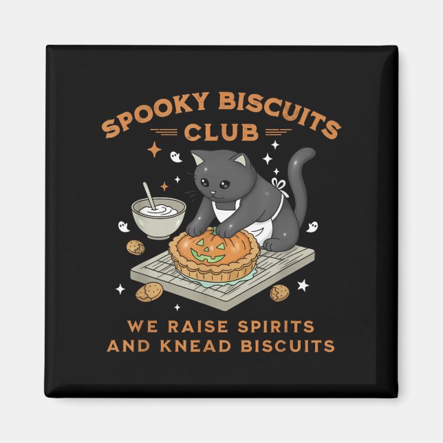 Skrämmande kakor klubb svart katt pumpa Halloween  Magnet (Framsidan)