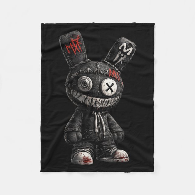 Skrämmande kanin horror gotisk grunge emo mörk est fleecefilt (Framsidan)