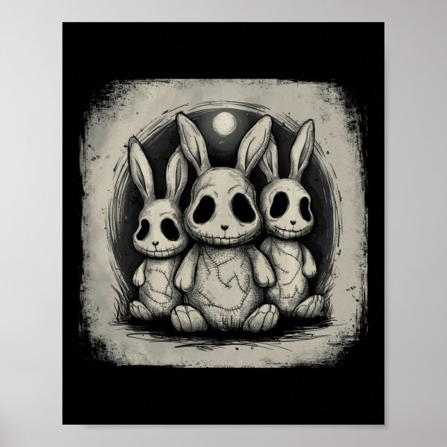 Skrämmande kanin kaniner påsk skräck goth grunge a poster (Framsidan)