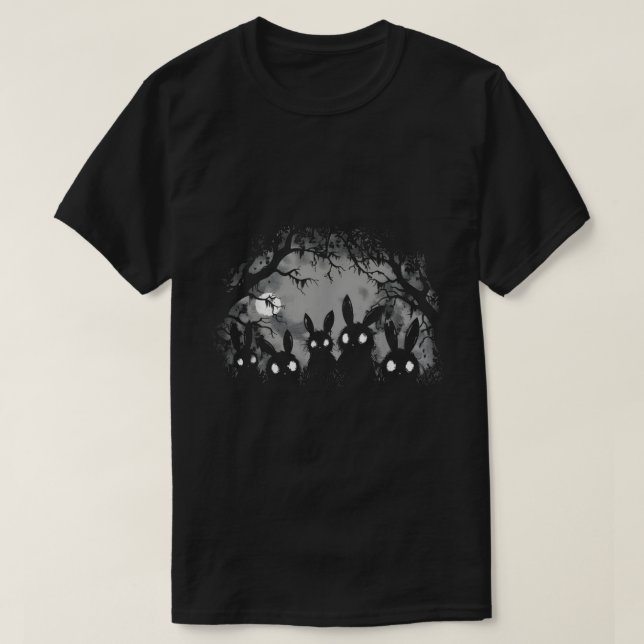 Skrämmande kaninskog gotisk grunge-tröja t shirt (Design framsida)