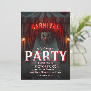 Skrämmande karnevals entré clown Halloween-fest Inbjudningar