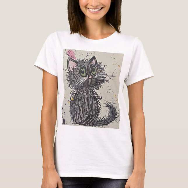 Skrämmande katt dam t-shirt (Framsida)