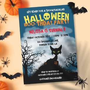 Skrämmande katt Halloween barnkalas Inbjudningar