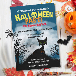 Skrämmande katt Halloween-fest Inbjudningar