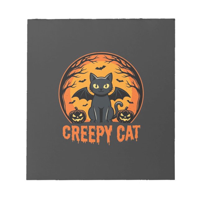Skrämmande katt Halloween fladdermus mån grafisk d Anteckningsblock (Framsida)