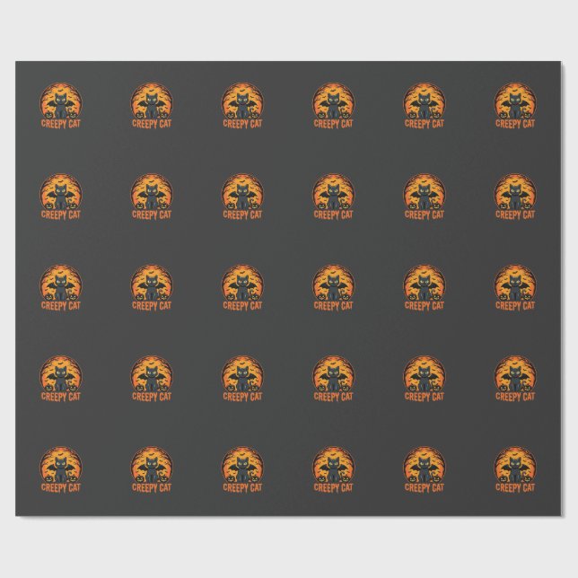 Skrämmande katt Halloween fladdermus mån grafisk d Presentpapper (Platt)