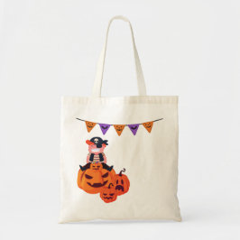 Skrämmande katt Halloween-handelsväska Tygkasse