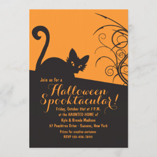 Skrämmande katt Halloween-inbjudan Inbjudningar