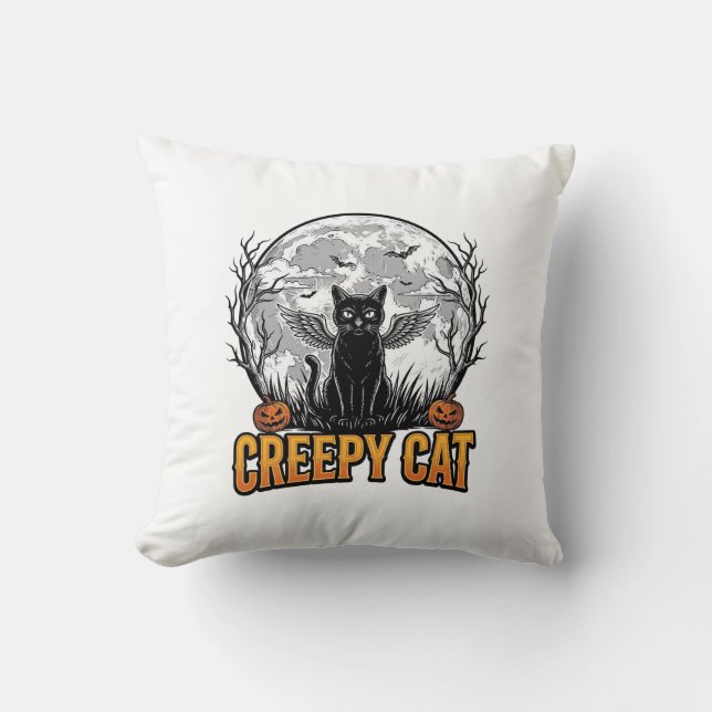 Skrämmande katt Halloween Vintage gravyr design_1 Kudde (Framsida)