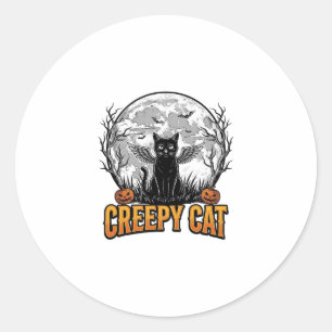 Skrämmande katt Halloween Vintage gravyr design_1 Runt Klistermärke