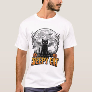 Skrämmande katt Halloween Vintage gravyr design_1 T Shirt