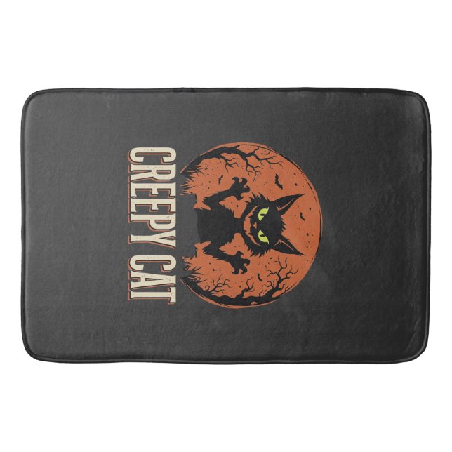 Skrämmande katt Halloween Vintage Moon Grafik Badrumsmatta (Framsidan)