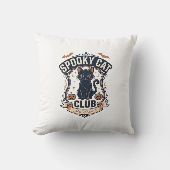 Skrämmande Katt Klubb Katt Halloween Skrämmande Ka Kudde (Framsida)