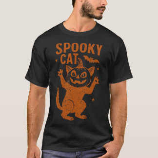 Skrämmande katt läskig glad Halloween högtidsfiran T Shirt