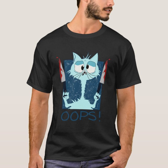 Skrämmande katt meme rolig Halloween T Shirt (Framsida)