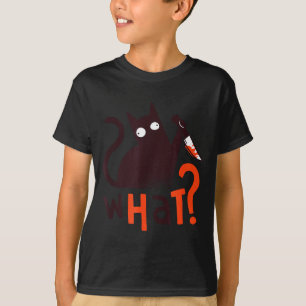 Skrämmande katt vad_ kniv mörkt roligt verklig bro t shirt