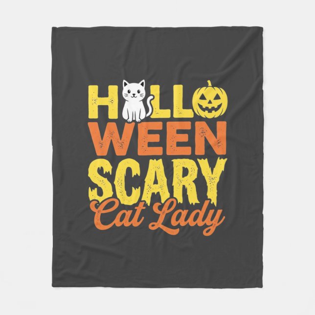 Skrämmande kattdam Halloween-design_1 Fleecefilt (Framsidan)