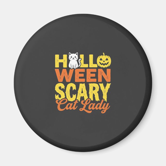 Skrämmande kattdam Halloween-design_1 Magnet (Framsidan)