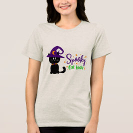 Skrämmande kattdam-tröja Söt Halloween-tröja T Shirt
