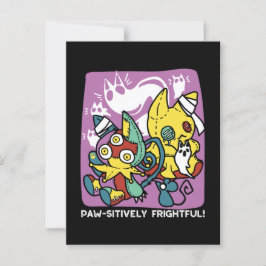 Skrämmande katter Halloween-konst: Krafsigt skrämm Vykort
