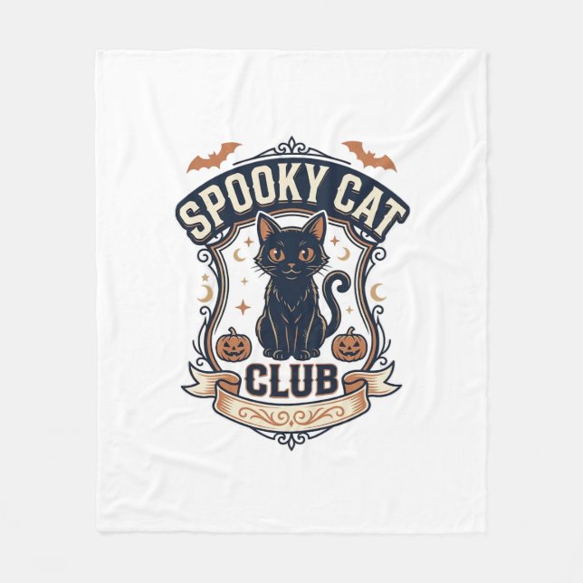 Skrämmande kattklubb Katt Halloween Skrämmande kat Fleecefilt (Framsidan)