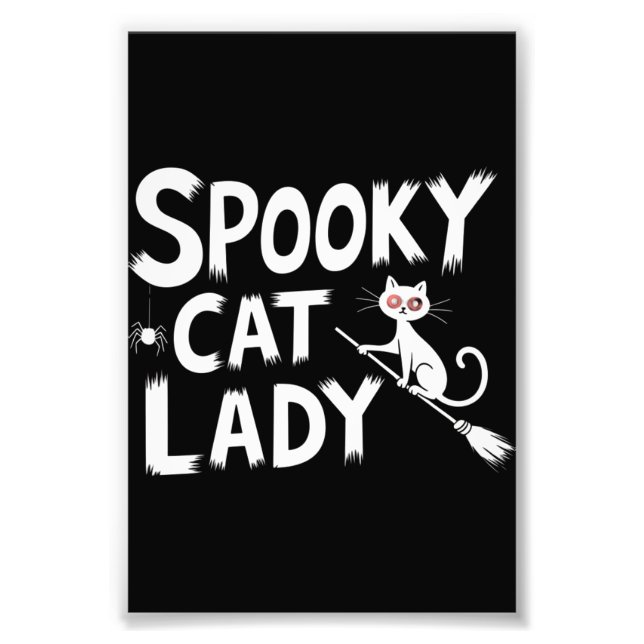 Skrämmande kattmamma Skrämmande kattdam Halloween  Fototryck (Framsidan)