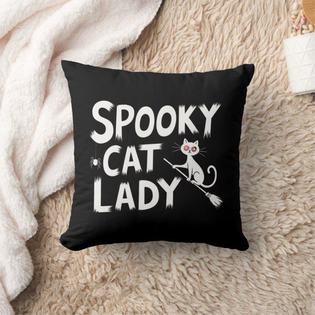 Skrämmande kattmamma Skrämmande kattdam Halloween  Kudde (Filt)
