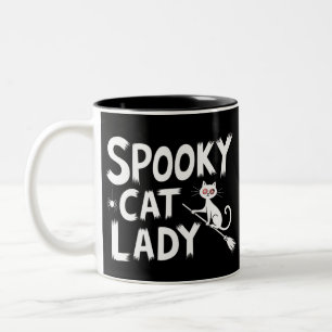 Skrämmande kattmamma Skrämmande kattdam Halloween  Två-Tonad Mugg