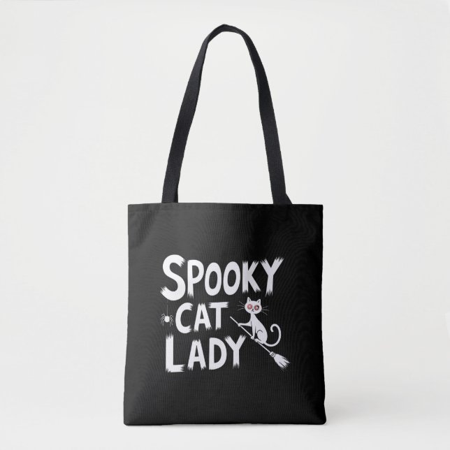 Skrämmande kattmamma Skrämmande kattdam Halloween  Tygkasse (Framsida)