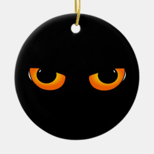 Skrämmande kattöga julgransprydnad keramik