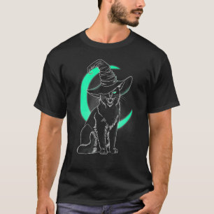 Skrämmande kattunge häxa hatt Halloween katt 1 T Shirt