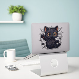 Skrämmande kattwebb Halloween Klistermärken