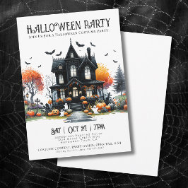 Skrämmande Kostym Halloweenfest Inbjudan