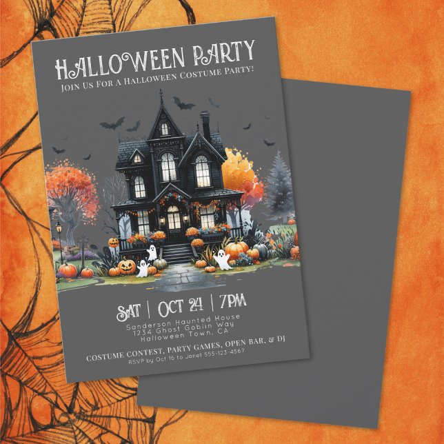 Skrämmande Kostym Halloweenfest Inbjudan (Spooky Costume Halloween Party Invitation)