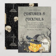 Skrämmande kostymer och cocktails Halloweenfest