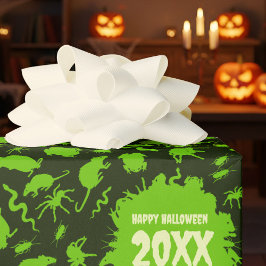 Skrämmande kräldjur Glad Halloween Lägg till år Gr Presentpapper
